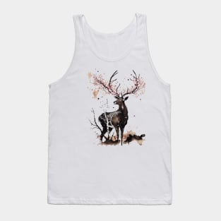 Graceful Nara Deer Amidst Sakura Blossoms Tank Top